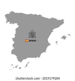 Mapa de España con escudo de armas. aislado en fondo blanco