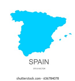Spain map color blue vector eps10