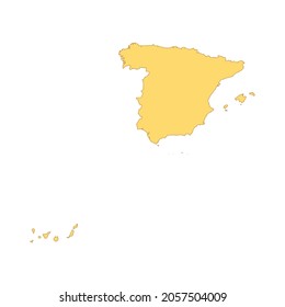 Spain map color line element. Border of the country. UI UX GUI design element. Editable stroke.