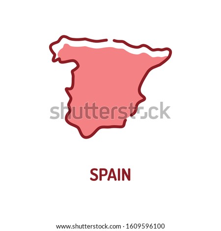 Spain map color line icon. Border of the country. Pictogram for web page, mobile app, promo. UI UX GUI design element. Editable stroke.