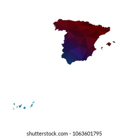 spain map - Colorful Polygonal map of spain rumpled triangular low poly style gradient graphic background , Vector illustration eps 10.