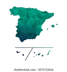 Spain map - Colorful Polygonal map of Spain rumpled triangular low poly style gradient graphic background , Vector illustration eps 10.