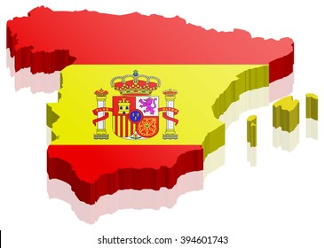 spain map with country flag 