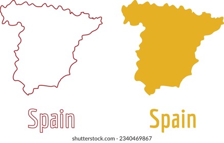 Spain Map country icon outline style and flat vector Silhouette