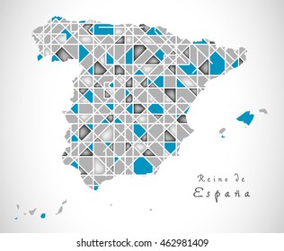 Spain Map crystal style artwork