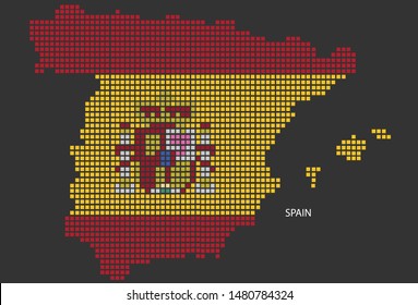 Spain map design flag Azerbaijan square, black background.