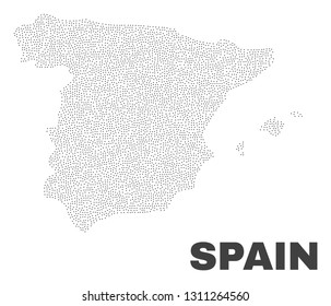 Spain map designed with little dots. Vector abstraction in black color is isolated on a white background. Scattered little dots are organized into Spain map.