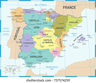 Spain Map - Detailed Vector Illustration