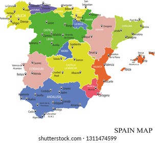 Spain Map Drawing Map Spain Regions Stock Vector (Royalty Free ...