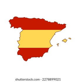 Spain map with flag icon, vector isolated illustration.