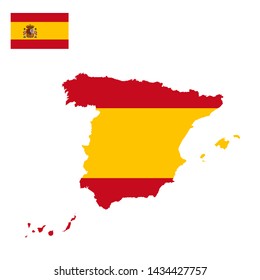 spain map and flag illustration vector