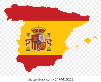 Spain map flag isolated on png or transparent background vector illustration. 