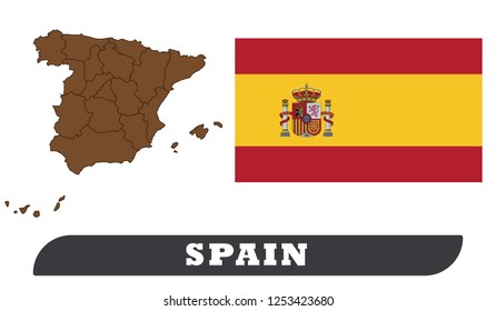 Spain map and Spain flag - Vector