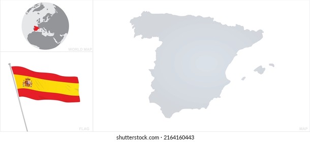 Spain map and flag. vector
