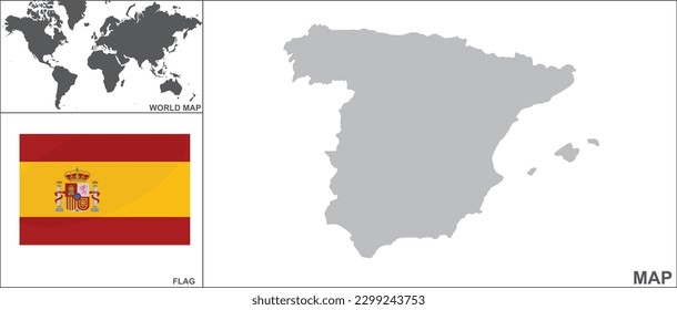 Spain map and flag. vector