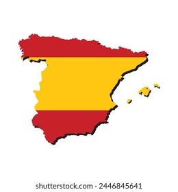 Spain Map And Spain Flag Vector Design.