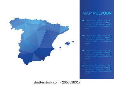 Spain map in geometric blue polygonal style modern design on white background. Vector illustration map in geometric blue polygonal style modern design on white background. Vector illustration.