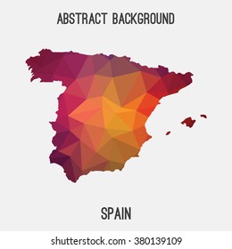 Spain map in geometric polygonal style.Abstract tessellation,modern design background. Vector illustration EPS8