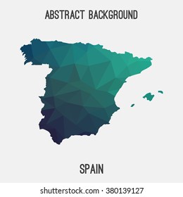 Spain map in geometric polygonal style.Abstract tessellation,modern design background. Vector illustration EPS8