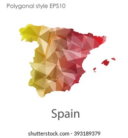 Spain map in geometric polygonal style.Abstract gems triangle,modern design background.