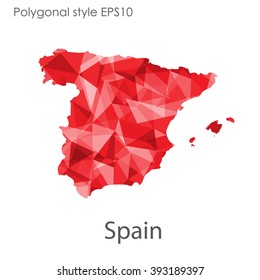 Spain map in geometric polygonal style.Abstract gems triangle,modern design background.