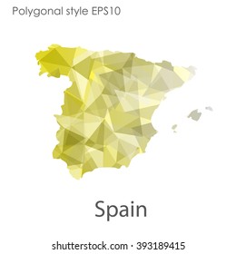 Spain map in geometric polygonal style.Abstract gems triangle,modern design background.