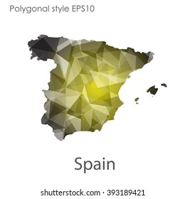 Spain map in geometric polygonal style.Abstract gems triangle,modern design background.