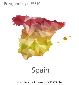 Spain map in geometric polygonal style.Abstract gems triangle,modern design background.