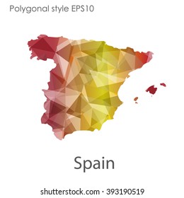 Spain map in geometric polygonal style.Abstract gems triangle,modern design background.