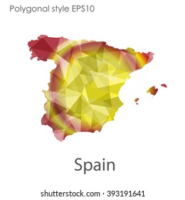 Spain map in geometric polygonal style.Abstract gems triangle,modern design background.