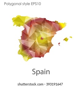 Spain map in geometric polygonal style.Abstract gems triangle,modern design background.