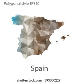 Spain map in geometric polygonal style.Abstract gems triangle,modern design background.