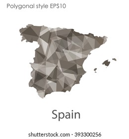 Spain map in geometric polygonal style.Abstract gems triangle,modern design background.