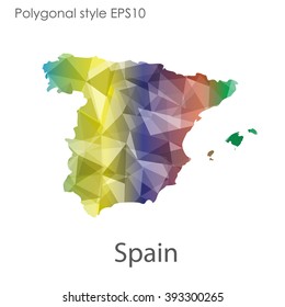 Spain map in geometric polygonal style.Abstract gems triangle,modern design background.