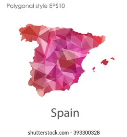 Spain map in geometric polygonal style.Abstract gems triangle,modern design background.