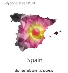Spain map in geometric polygonal style.Abstract gems triangle,modern design background.