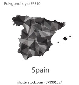 Spain map in geometric polygonal style.Abstract gems triangle,modern design background