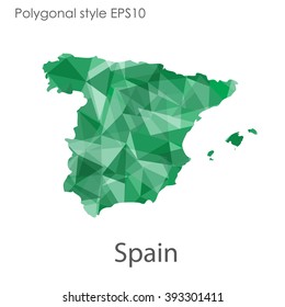 Spain map in geometric polygonal style.Abstract gems triangle,modern design background