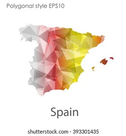 Spain map in geometric polygonal style.Abstract gems triangle,modern design background