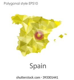 Spain map in geometric polygonal style.Abstract gems triangle,modern design background