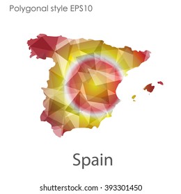 Spain map in geometric polygonal style.Abstract gems triangle,modern design background