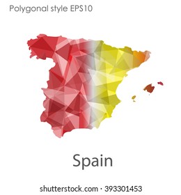 Spain map in geometric polygonal style.Abstract gems triangle,modern design background