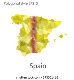 Spain map in geometric polygonal style.Abstract gems triangle,modern design background
