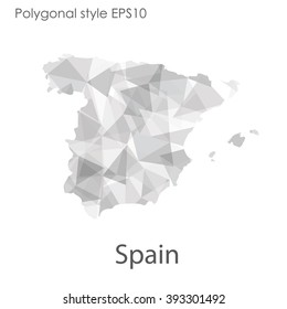 Spain map in geometric polygonal style.Abstract gems triangle,modern design background