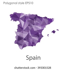 Spain map in geometric polygonal style.Abstract gems triangle,modern design background