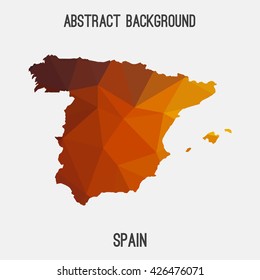 Spain map in geometric polygonal style.Abstract tessellation,modern design background. Vector illustration EPS8