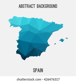 Spain map in geometric polygonal style.Abstract tessellation,modern design background. Vector illustration EPS8