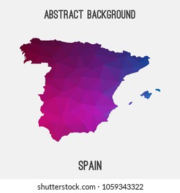 Spain map in geometric polygonal,mosaic style.Abstract tessellation,modern design background,low poly. Geometric cover, mockup. Vector illustration.