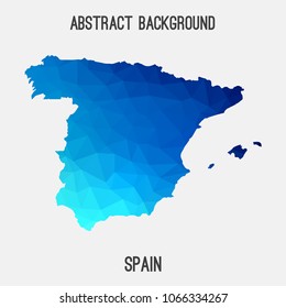 Spain map in geometric polygonal,mosaic style.Abstract tessellation,modern design background,low poly. Geometric cover, mockup. Vector illustration.