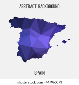 Spain map in geometric polygonal,mosaic style.Abstract tessellation,modern design background. Vector illustration EPS8